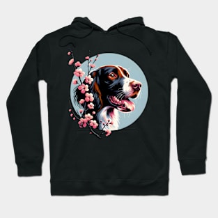 Small Munsterlander Pointer Enjoys Spring Cherry Blossoms Hoodie